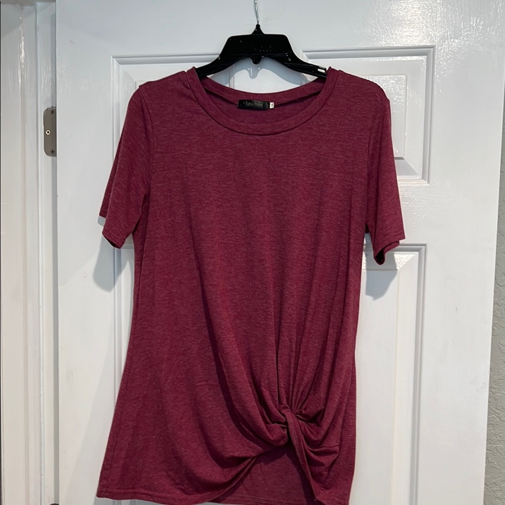 Red Tie Front Short Sleeve Tee